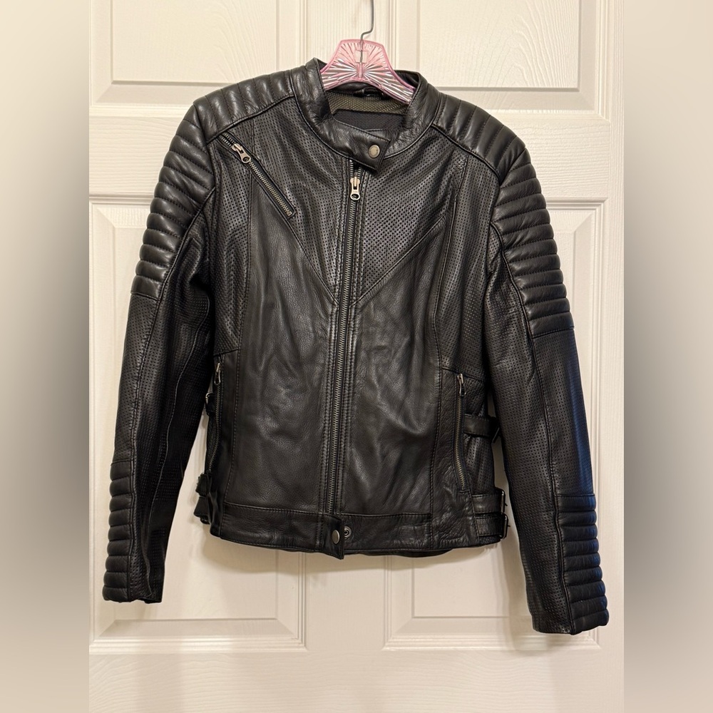 Black Arrow Motorcycle Black Leather Jacket
